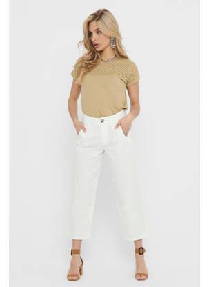 Pantalon chino alb JACQUELINE DE YONG femeie