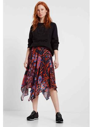 Fustă midi albastru DESIGUAL femeie