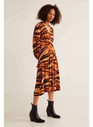 Rochie lungă portocaliu MANGO femeie