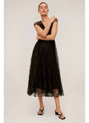 Rochie lungă negru MANGO femeie