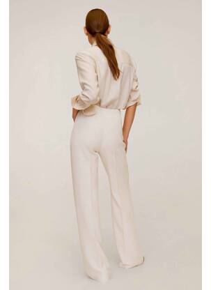 Pantalon larg bej MANGO femeie