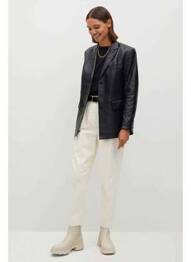 Pantalon larg bej MANGO femme