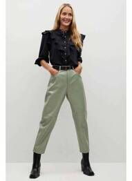 Pantalon 7/8 verde MANGO femme