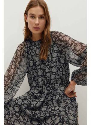 Rochie midi negru MANGO femeie