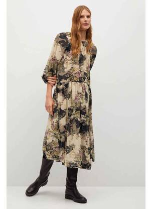 Rochie lungă alb MANGO femeie
