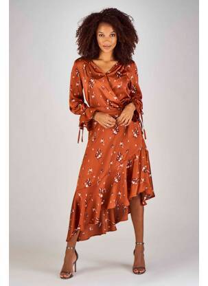 Rochie midi maro CLOUDS OF FASHION femeie