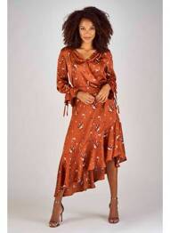 Rochie midi maro CLOUDS OF FASHION femeie