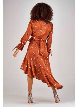 Rochie midi maro CLOUDS OF FASHION femeie