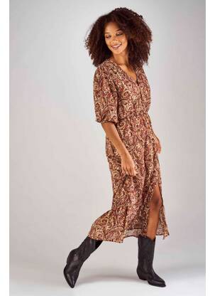 Rochie midi maro CLOUDS OF FASHION femeie