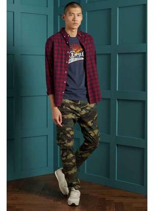 Cămașă cu mâneci lungi albastru SUPERDRY bărbat