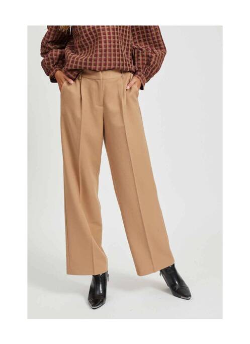 Pantalon larg bej VILA femeie