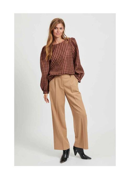 Pantalon larg bej VILA femeie