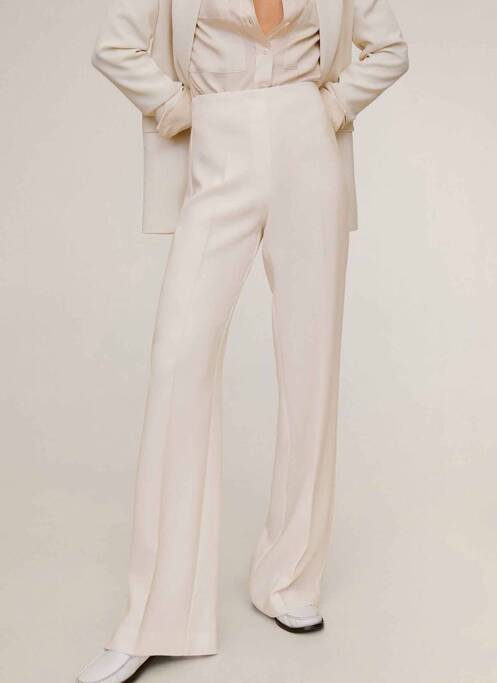 Pantalon larg bej MANGO femme