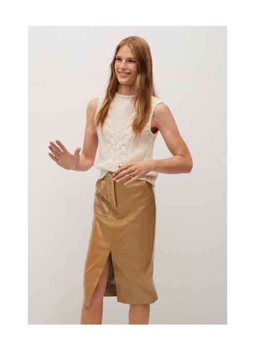 Fustă lungă bej MANGO femeie