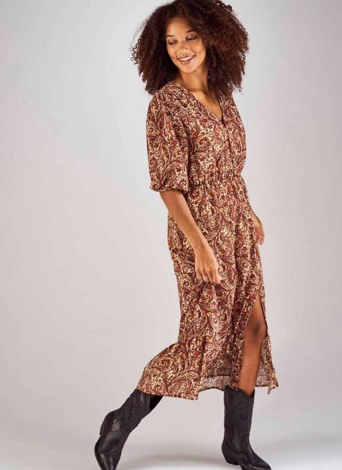 Rochie midi maro CLOUDS OF FASHION femeie