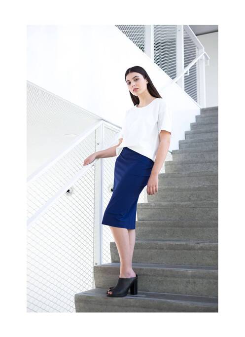 Fustă midi albastru LI Q femeie