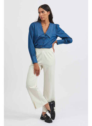 Pantalon evazat bej VILA femeie