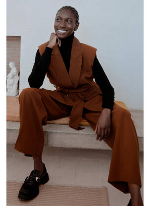 Pantalon larg maro VILA ROUGE femeie