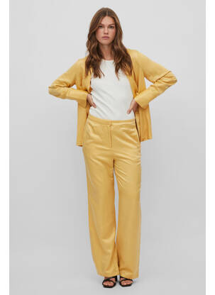 Pantalon larg galben VILA ROUGE femeie
