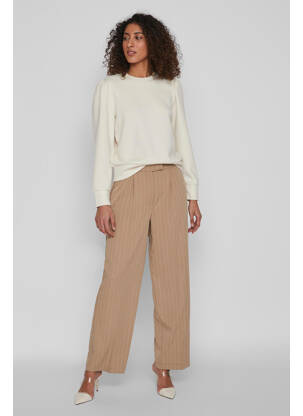 Pantalon evazat bej VILA femeie