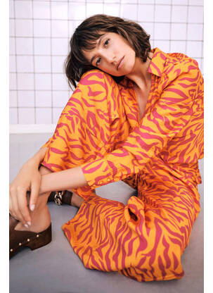 Pantalon evazat portocaliu VILA femeie