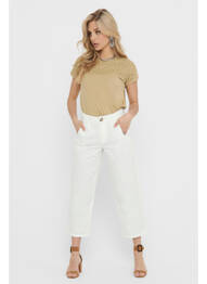 Pantalon trei sferturi alb JACQUELINE DE YONG femme