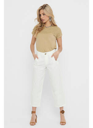 Pantalon trei sferturi alb JACQUELINE DE YONG femeie