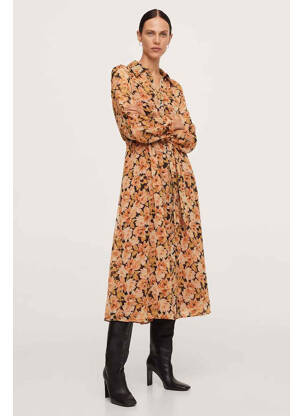 Rochie lungă portocaliu MANGO femeie