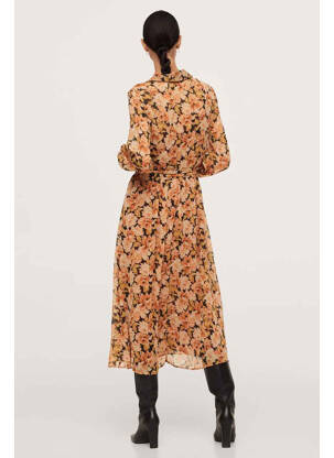 Rochie lungă portocalie MANGO femeie