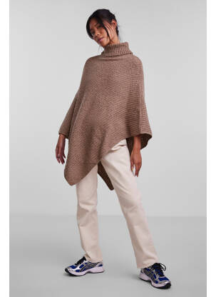Poncho bej PIECES femeie