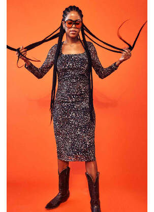 Rochie midi maro NOISY MAY femeie