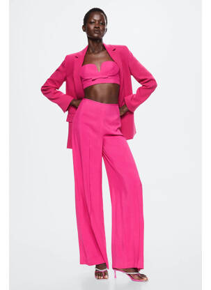 Pantalon drept roz MANGO femeie