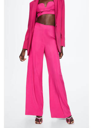 Pantalon drept roz MANGO femeie