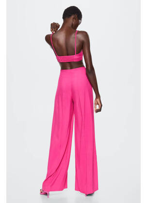 Pantalon drept roz MANGO femeie