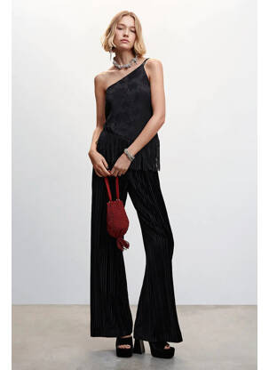 Pantalon larg negru MANGO femeie