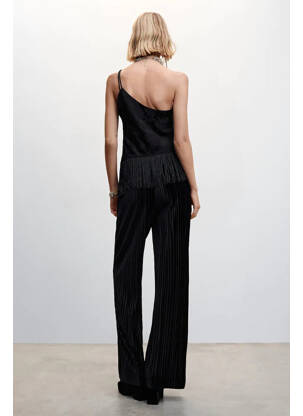 Pantalon larg negru MANGO femeie