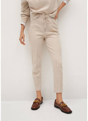 Pantalon drept bej MANGO femeie
