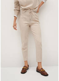 Pantalon drept bej MANGO femeie
