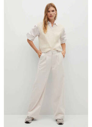 Pantalon evazat bej MANGO femeie