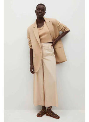 Pantalon drept bej MANGO femeie