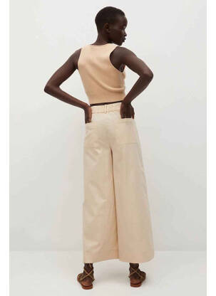 Pantalon drept bej MANGO femeie