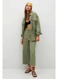 Pantalon evazat bej MANGO femeie