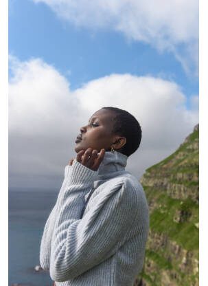 Pulover cu guler înalt albastru ASTRID BLACK LABEL femeie