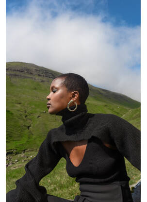 Pulover cu guler înalt negru ASTRID BLACK LABEL femeie