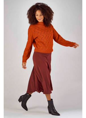 Fustă midi roșu CLOUDS OF FASHION femeie