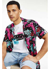 Cămașă cu mâneci scurte negru TOMMY HILFIGER homme