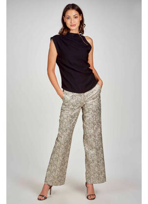 Pantalon drept bej DEUX. BY ELINE DE MUNCK femeie