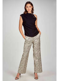 Pantalon drept bej DEUX. BY ELINE DE MUNCK femeie