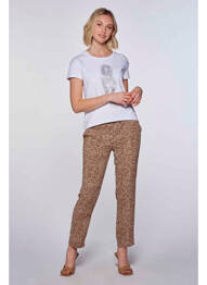 Pantalon evazat bej LE TEMPS DES CERISES femeie