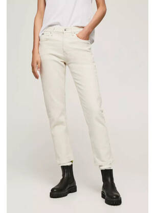Blugi cu croială dreaptă alb PEPE femeie